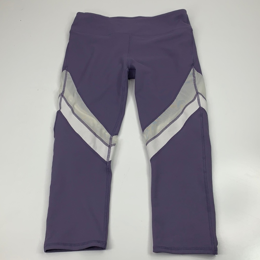 Fabletics Lavender Purple Mesh Cut-out cropped workout yoga leggings Small.